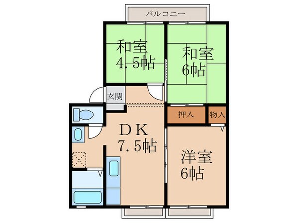 サンビレッジ横代Ｃ棟の物件間取画像